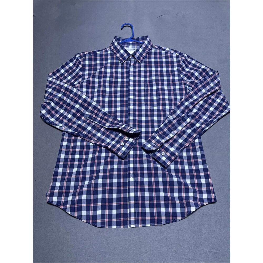 Mizzen + Main Shirt Medium Mens Leeward Trim Fit No Tuck Performance Gingham